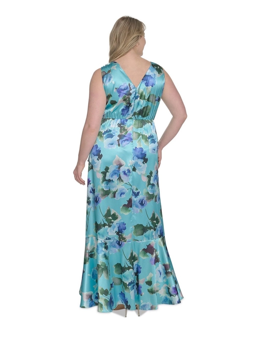 NWT Eliza J Teal Multi Ruffled Dress Size 20W - Picture 2 of 16